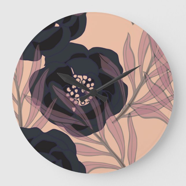 Floral abstract elegance, artistic background. large clock (Front)