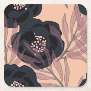 Floral abstract elegance, artistic background. square paper coaster