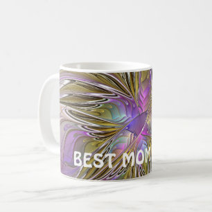 Floral Abstract Fractal With Pink & Gold Best Mum Coffee Mug