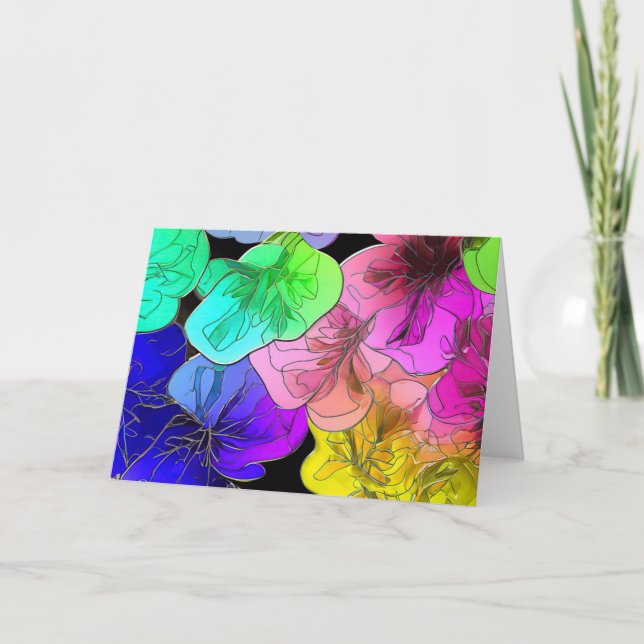Floral Abstract in Stained Glass Note Card (Front)