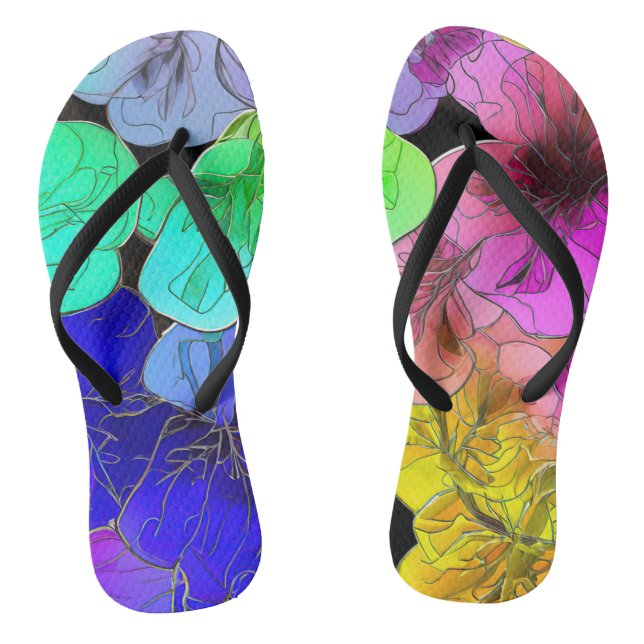 Floral Abstract in Stained Glass  Thongs (Footbed)