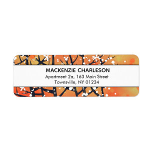 Floral Abstract Orange Address Return Address Label