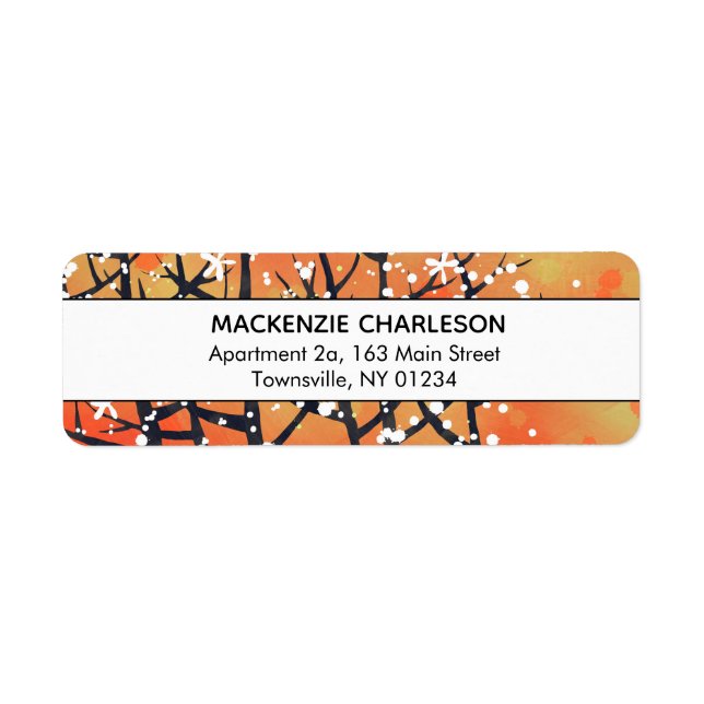 Floral Abstract Orange Address Return Address Label (Front)