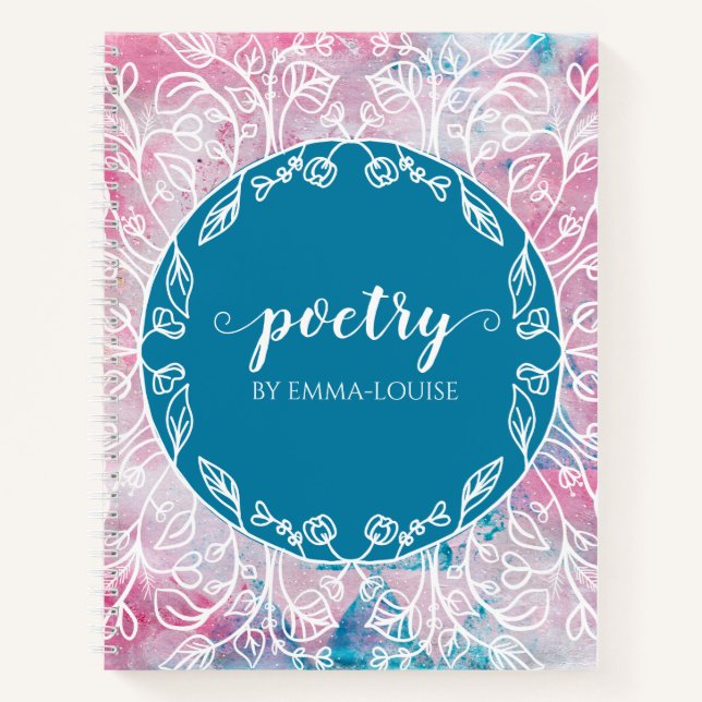 Floral Abstract Painting Personalised Poetry Notebook (Front)
