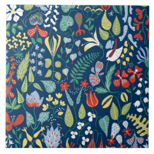 Floral abstract pattern ceramic tile