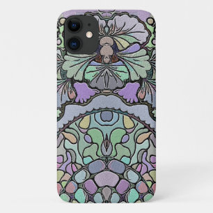Floral abstract purple pansy mosaic pattern iPhone 11 case
