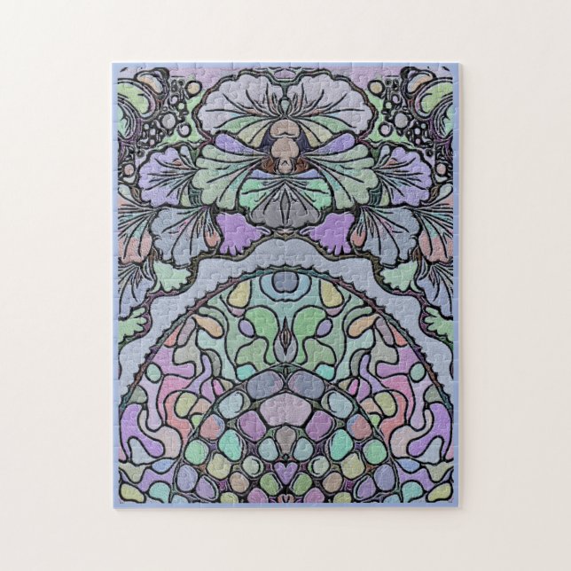 Floral abstract purple pansy mosaic pattern jigsaw puzzle (Vertical)