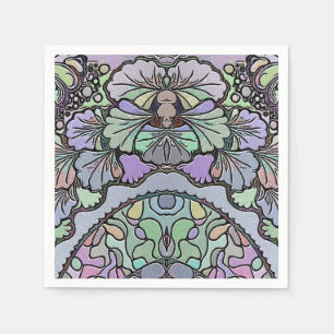 Floral abstract purple pansy mosaic pattern napkin