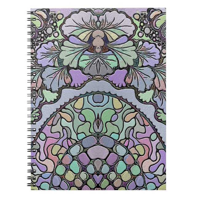Floral abstract purple pansy mosaic pattern notebook (Front)