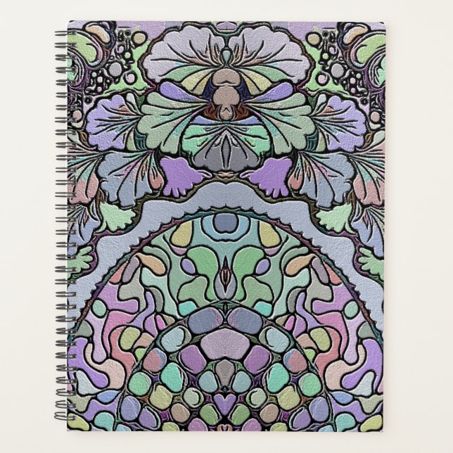 Floral abstract purple pansy mosaic pattern planner (Front)