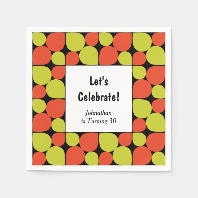 Floral Abstract Retro Pattern Custom Birthday Napkin (Front)