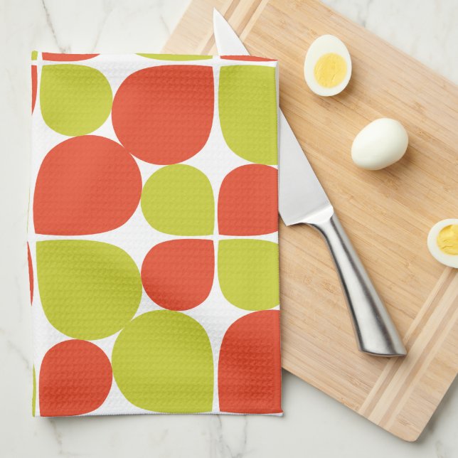 Floral Abstract Retro Pattern Tea Towel (Quarter Fold)