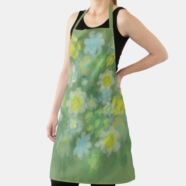 Floral Abstract Salty Watercolor Painting  Apron (Insitu)