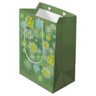 Floral Abstract Salty Watercolor Painting  Medium Gift Bag