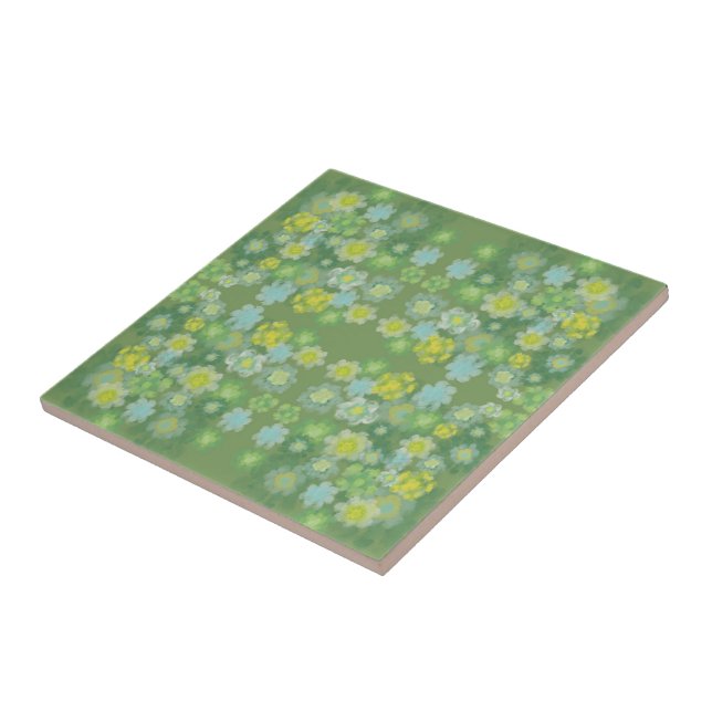 Floral Abstract Salty Watercolor Painting Pattern Ceramic Tile (Side)