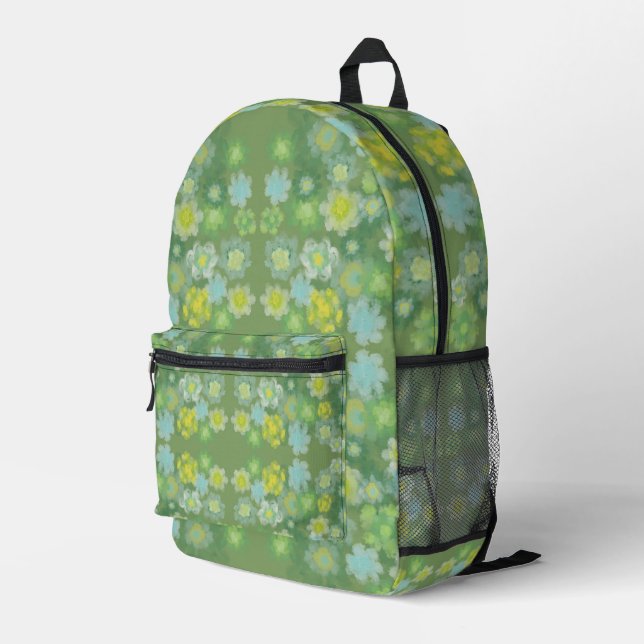 Floral Abstract Salty Watercolor Painting Pattern  Printed Backpack (Back Corner Right)