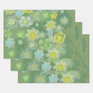 Floral Abstract Salty Watercolor Painting  Wrapping Paper Sheet