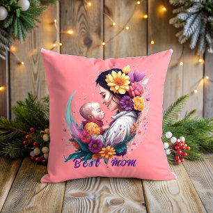 Floral abstract vintage Best mum Cushion