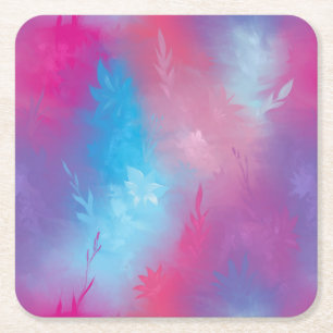 Floral abstraction square paper coaster