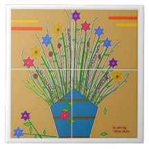 "Floral Accent" 6x6 Ceramic Tile