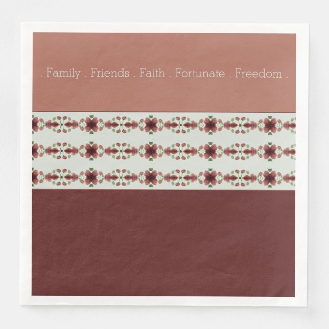 Floral Accented Brown Napkin (Front)