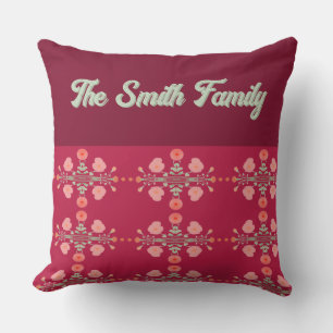 Floral Accented Burgundy Cushion