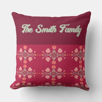 Floral Accented Burgundy Cushion
