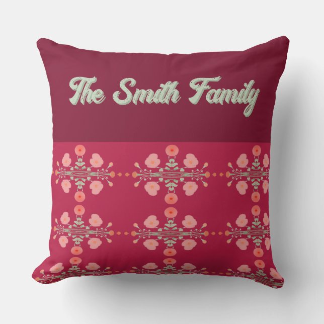 Floral Accented Burgundy Cushion (Front)