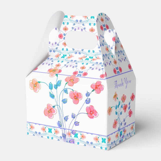 Floral Accented Colourful Favour Box (Front Side)