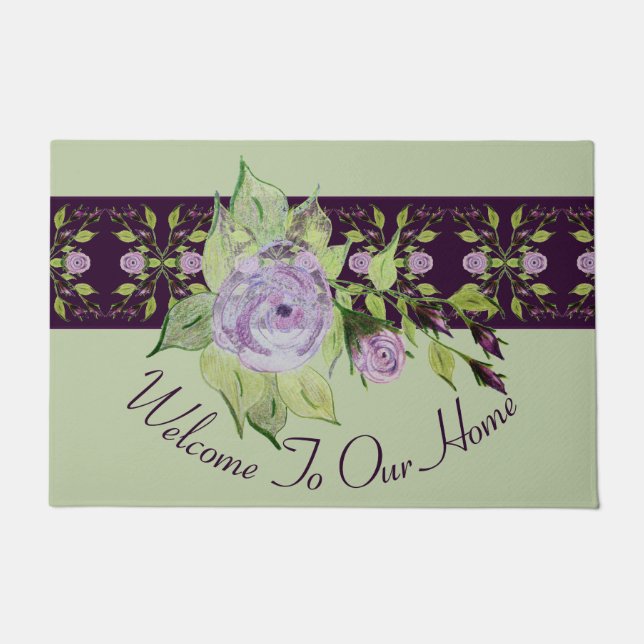 Floral Accented Elegant Doormat (Front)