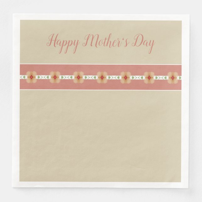 Floral Accented Taupe Napkin (Front)