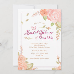 Floral Accents Bridal Shower Invitation
