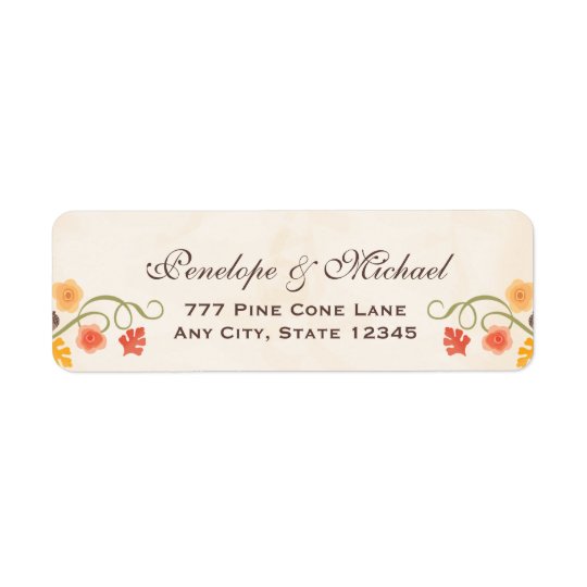 Floral Acorn Fall Return Address Label
