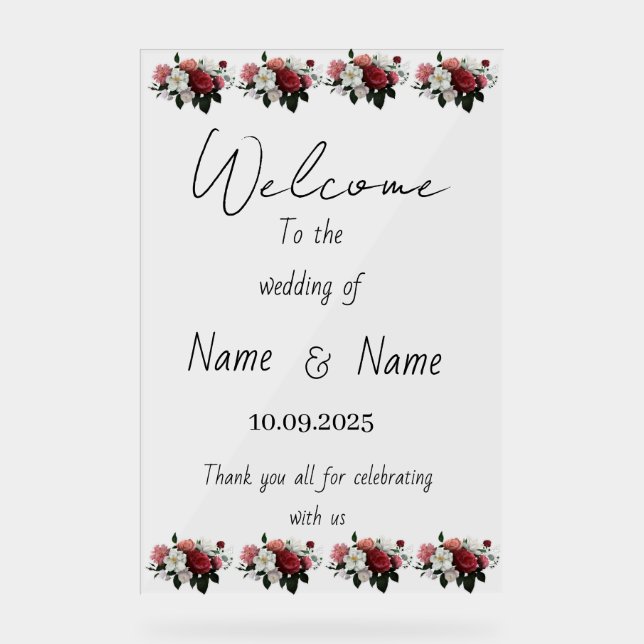Floral acrylic wedding sign  (Front)