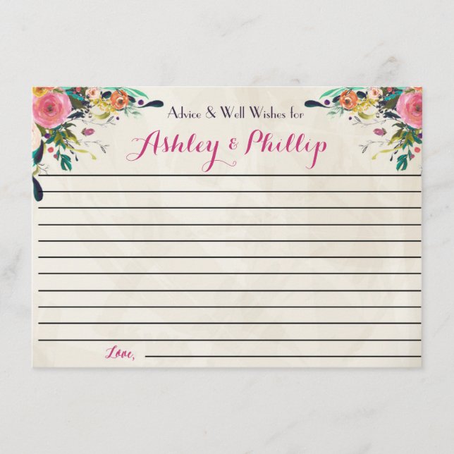 Floral Advice Cards for the couple (Front)