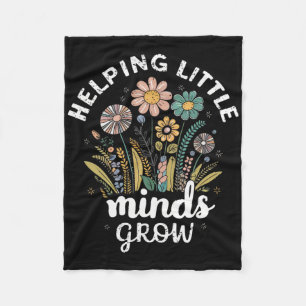 Floral Aesthetic Helping Little Minds Grow Teacher Fleece Blanket