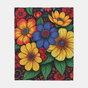 Floral African Tribal Patterns Fleece Blanket