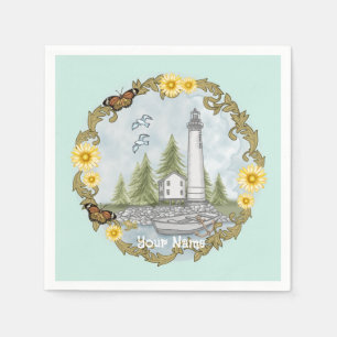 Floral Alabama Lighthouse    Napkin