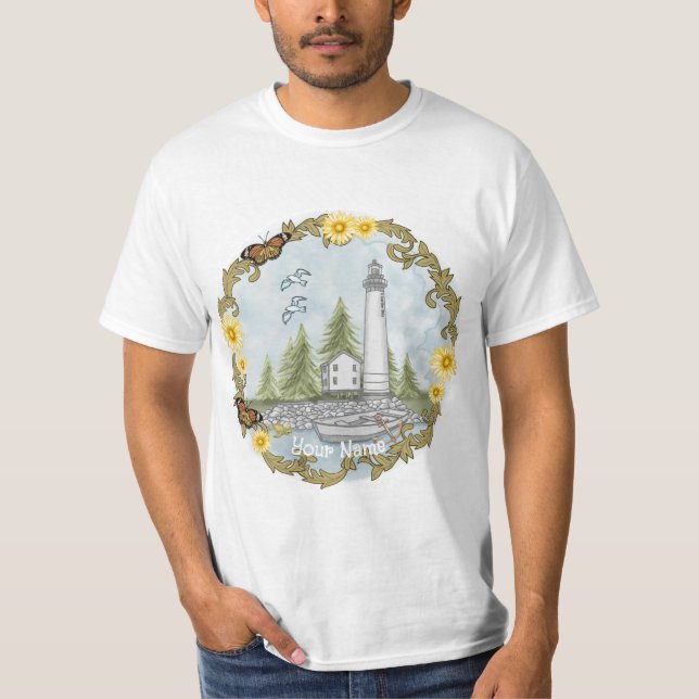  Floral Alabama Lighthouse  t-shirt  (Front)