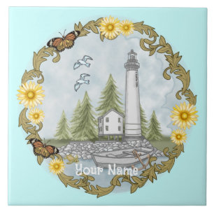 Floral Alabama Lighthouse tile