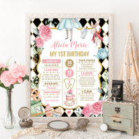 Floral Alice in Wonderland 1st Birthday Milestone