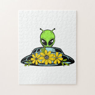 Floral Alien Spaceship  Jigsaw Puzzle
