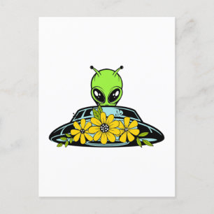Floral Alien Spaceship  Postcard