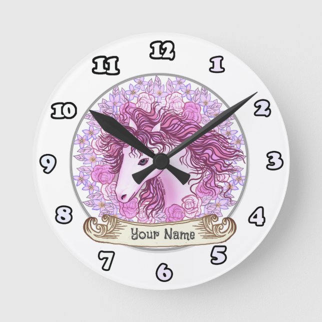 Floral Alpha Unicorn clock (Front)