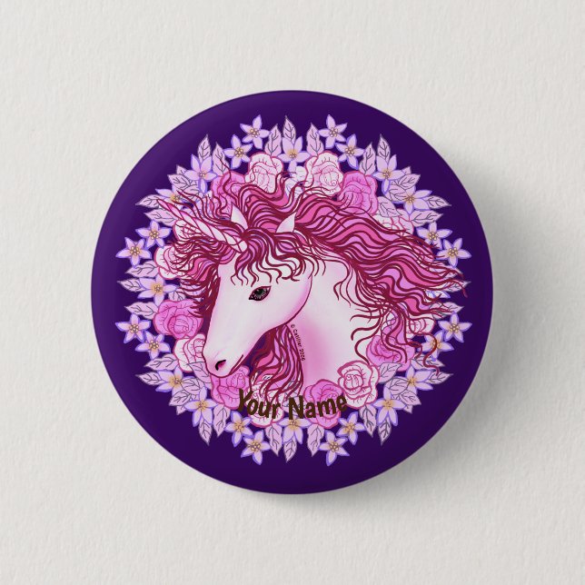 Floral Alpha Unicorn  pin (Front)