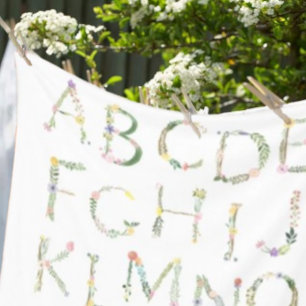 Floral Alphabet ABC Fleece Blanket