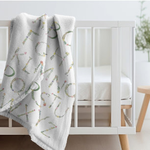 Floral Alphabet ABC Fleece Blanket