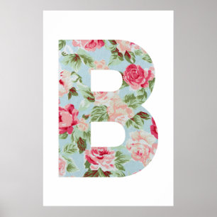 Floral Alphabet ; B Name Alphabet Graphic Poster