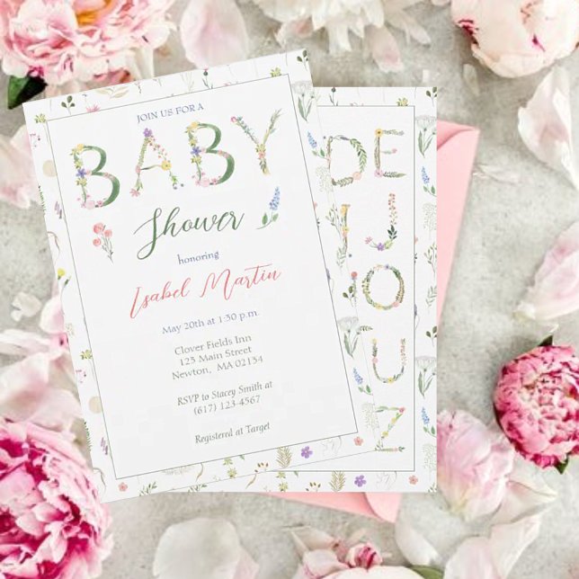 Floral Alphabet Baby Shower Invitation (Creator Uploaded)