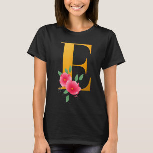 Floral Alphabet E Cute Initial Monogram Letter E G T-Shirt